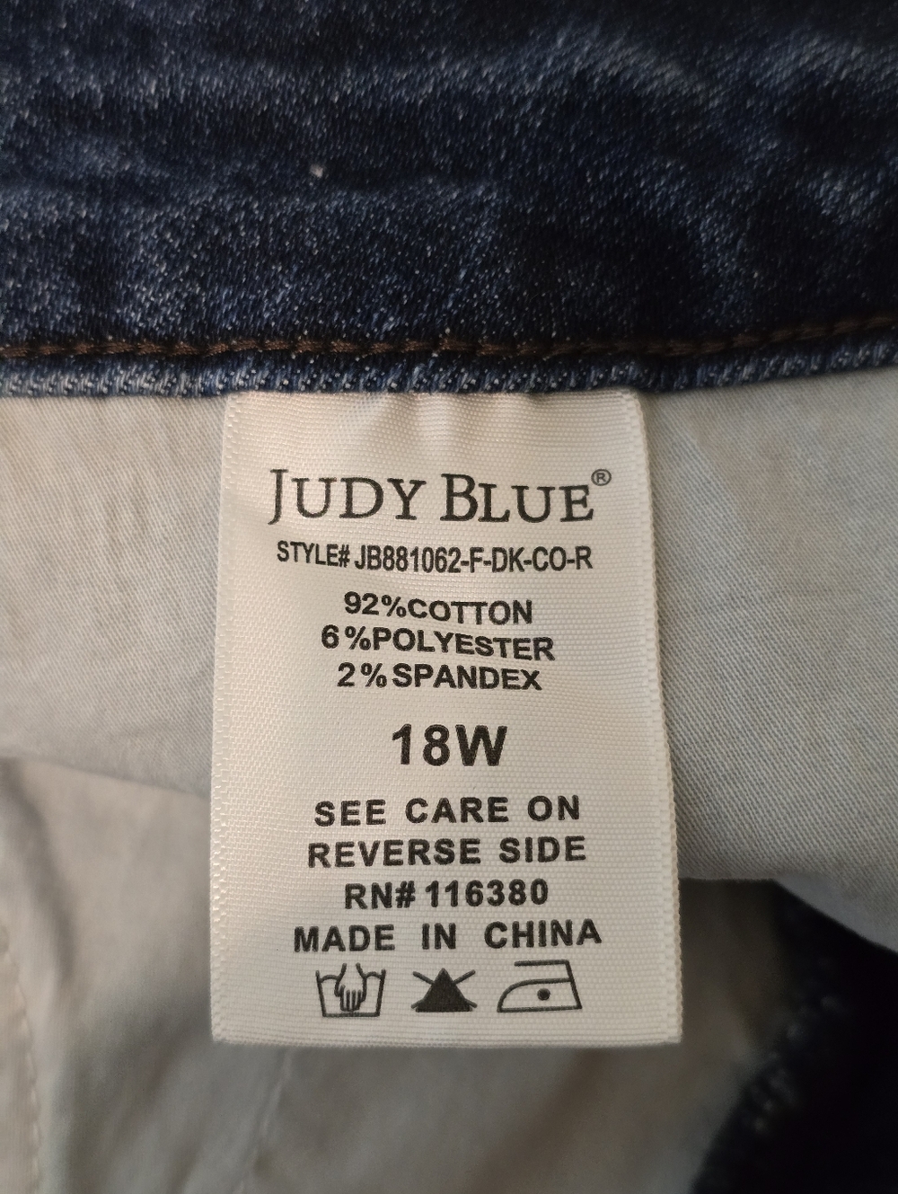 Judy Blue Women's Dark Wash High-Rise Tummy Control Boot Cut Jean JB881062 18W - Picture 6 of 14
